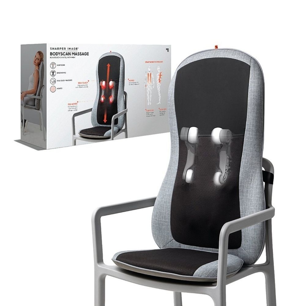 Sharper Image Smartsense Shiatsu Realtouch Massaging Chair Pad- Grey